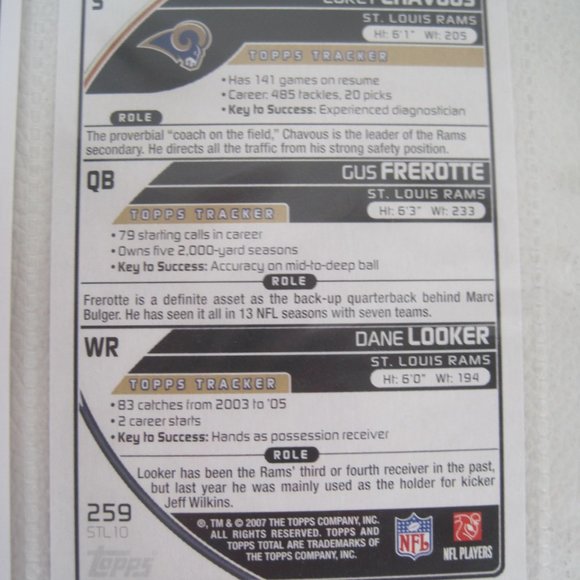 Lot of 6 LOS ANGELES & ST LOUIS RAMS Player Cards - Picture 8 of 12